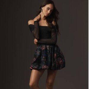 Anthropologie Bubble Black Mini Skirt Size‎ M NEW WITH TAG